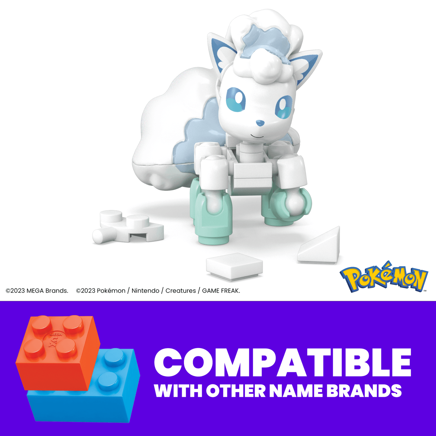 MEGA Pok¨¦mon Alolan Vulpix Building Toy Kit, Poseable Action Figure (28 Pieces) For Kids