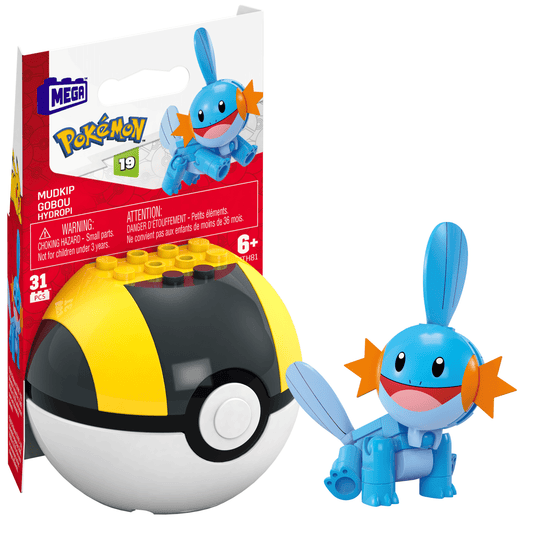 MEGA Pok¨¦mon Mudkip Building Toy Kit, Poseable Action Figure (31 Pieces) For Kids