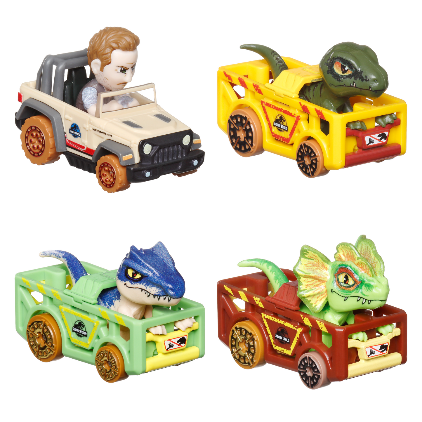 Hot Wheels RacerVerse Veh¨ªculo de Juguete Cuatro Autos de Carrera Jurassic World